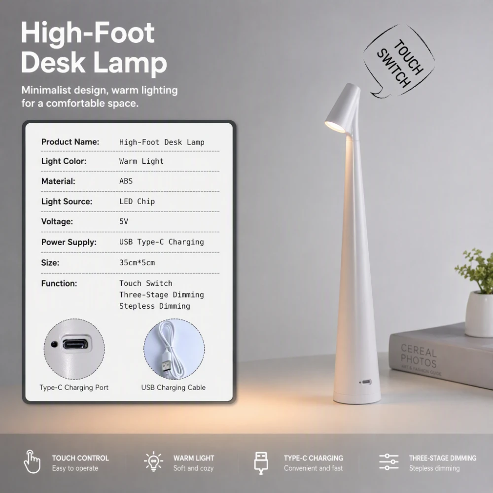 LED Table Lamp USB Charging At - đánh giá và giá Desk Setup Minimalist